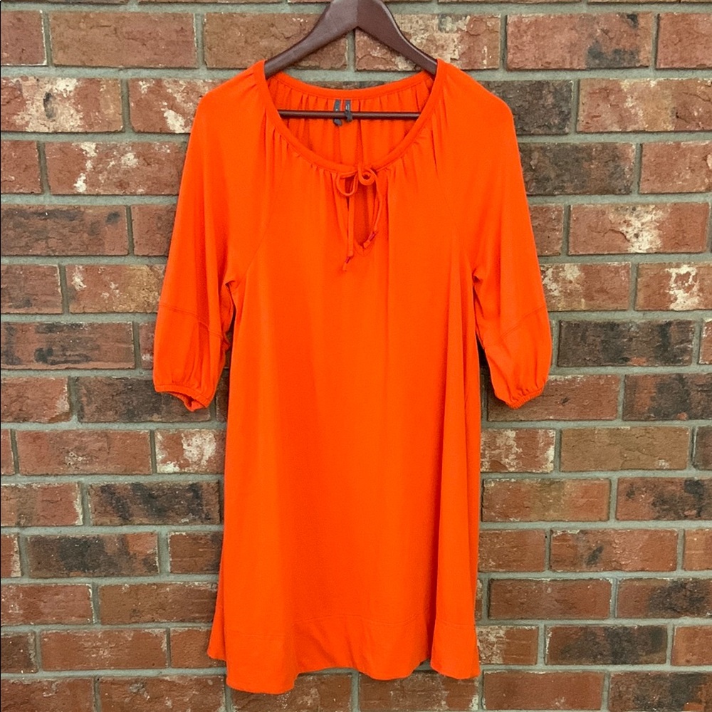 Anthropologie Anais Orange Balloon Sleeve Dress - Picture 2 of 7